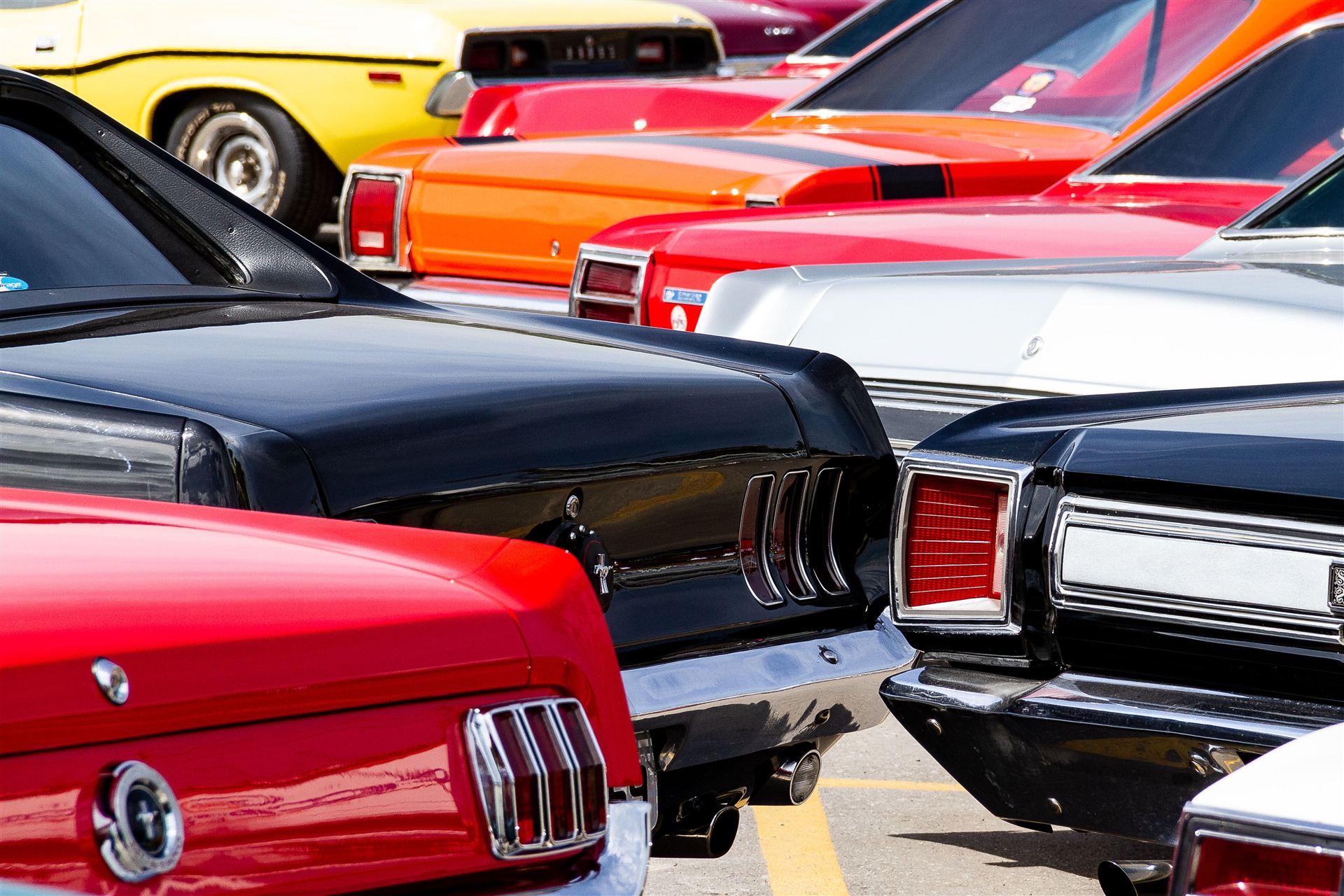 Lineup of classic cars